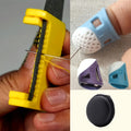 5pcs Set Includes 2 Sewing Thimbles, 2 Thimble Caps, and 1 Storage Box. Sewing Thimbles - Durable Plastic Sewing Tools, Thimble Finger Protectors. Embroidery Tool Storage Box with Yellow and White Design. Simple Craft Accessories Suitable